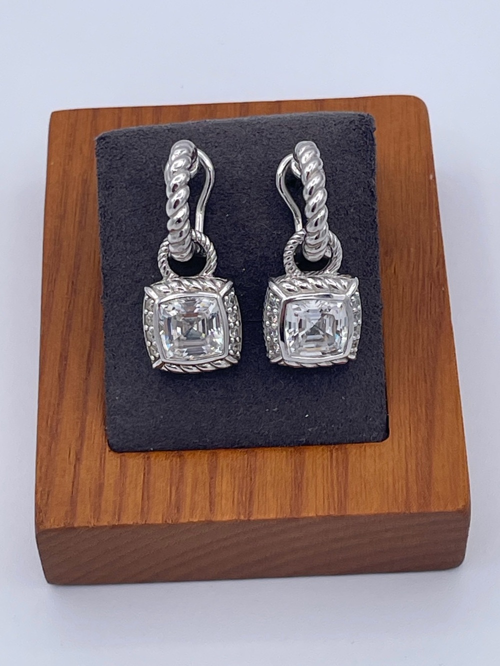 Judith Ripka Sterling Silver 925 CZ Convertible Drop Huggie Earrings Thailand